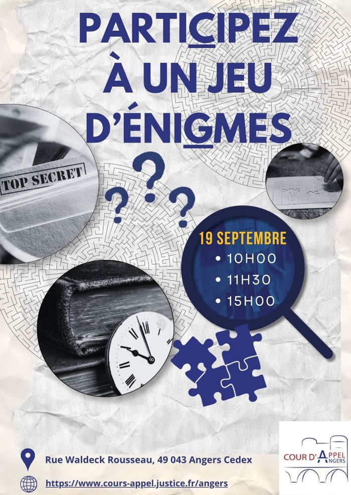 Jeu d&rsquo;énigmes sur le thème du procès pénal, Palais de justice, Angers