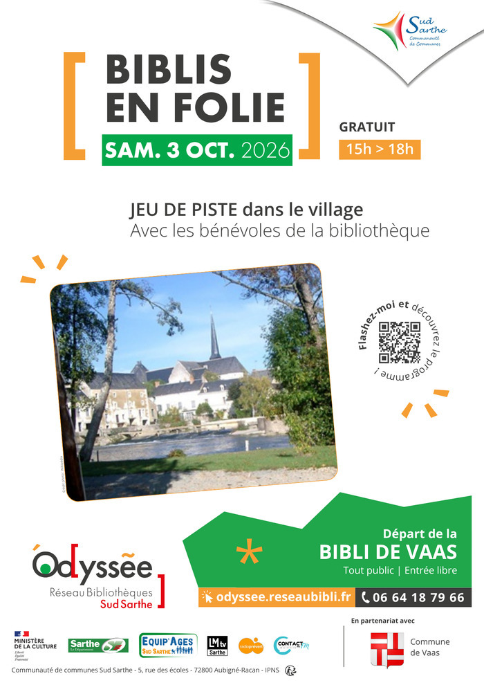 Jeux de pistes dans le village autour des livres, Bibliothèque de Vaas, Vaas