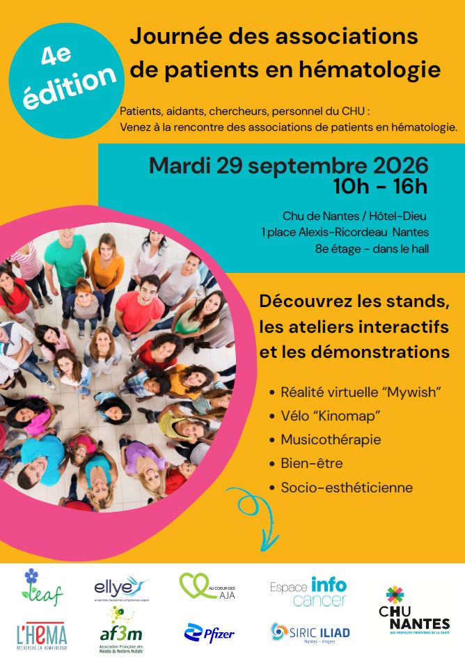 Journée des associations de patients en hématologie CHU Hôpital Hôtel Dieu Nantes