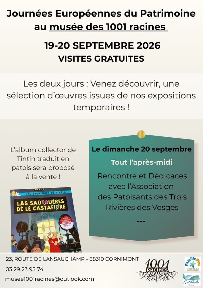 Journées du patrimoine aux 1001 racines, Musée des Mille et une Racines, Cornimont