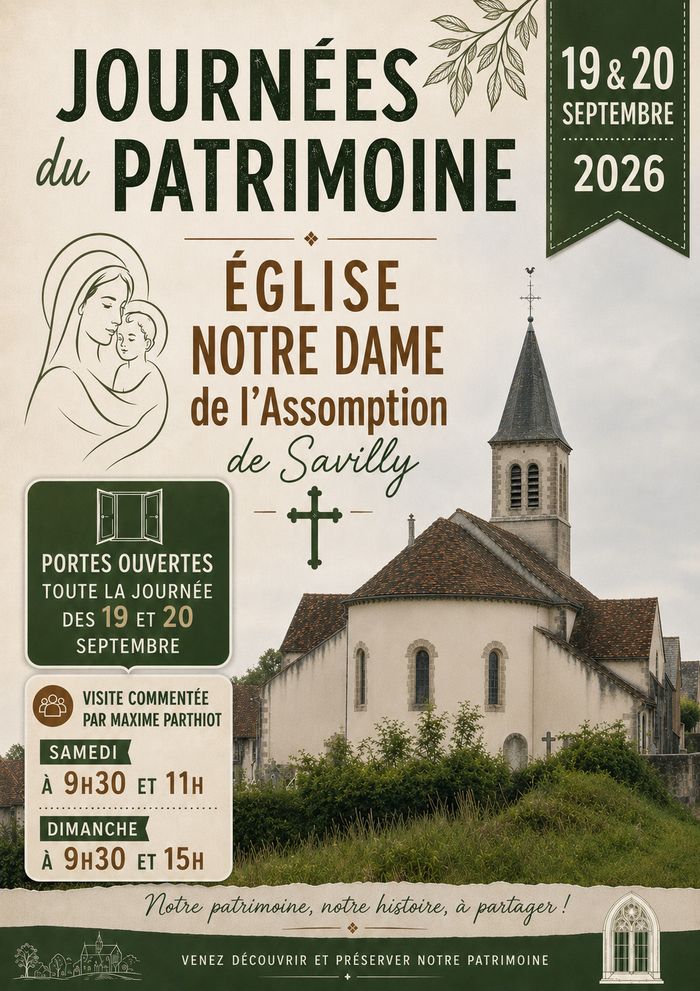 Journées européennes du Patrimoine 2026 – Église Notre Dame de l’Assomption de Savilly, Savilly – Eglise Notre Dame de l’Assomption, Savilly
