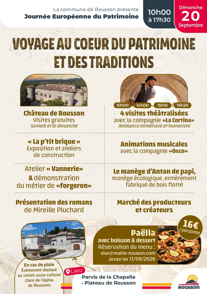 Journées Européennes du Patrimoine à Rousson, Rousson, Rousson