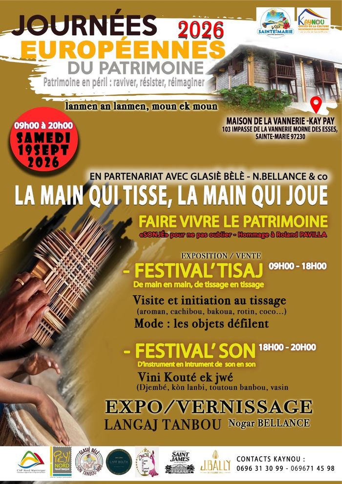 JOURNÉES EUROPÉENNES DU PATRIMOINE AVEC KAYNOU « La main qui tisse, la main qui joue », Sainte-Marie, Sainte-Marie