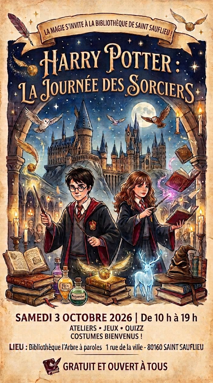 La journée des sorciers sur le thème Harry Potter, Bibliothèque Municpale de SAINT SAUFLIEU, Saint-Sauflieu