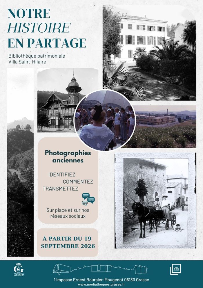 Lancement de la campagne d&rsquo;identification de photographies anciennes jusqu&rsquo;au mois de mai 2027 – Atelier participatif, Bibliothèque patrimoniale Villa Saint-Hilaire, Grasse