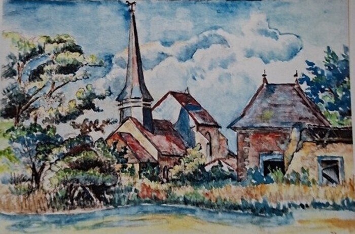 Le patrimoine de Fuligny vu par les artistes : peintres, dessinateurs, photographes., Eglise Saint-Laurent, Bar-sur-Aube