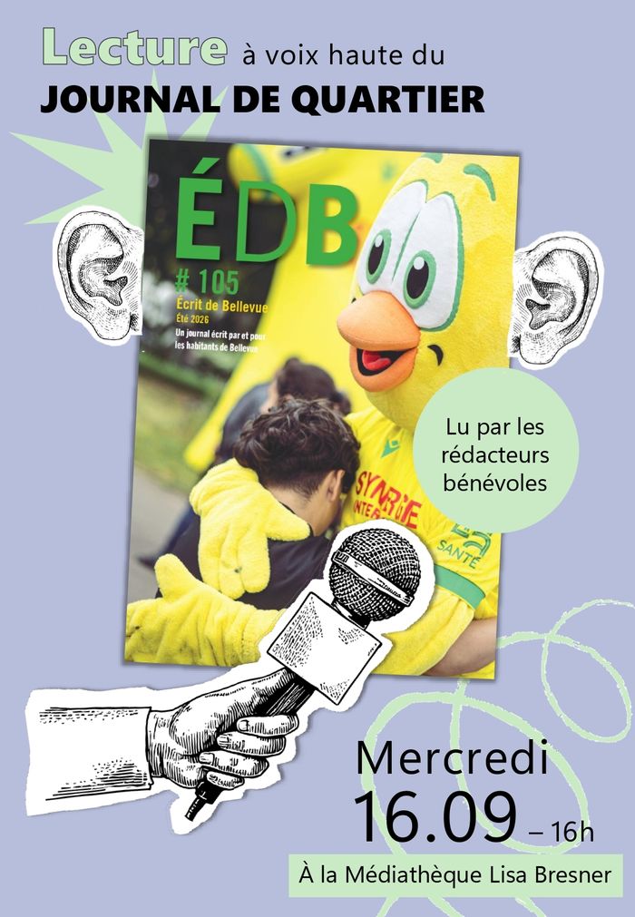 Lecture à voix haute de l’EDB, journal de quartier de Bellevue Médiathèque Lisa Bresner Nantes