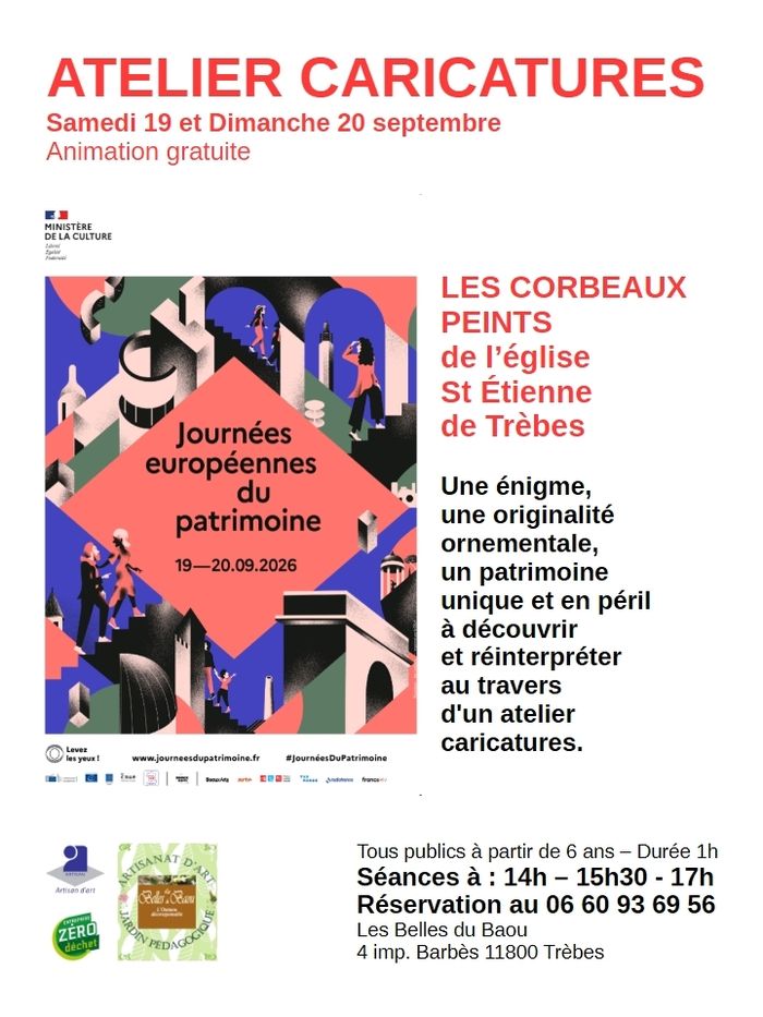Les corbeaux peints de l’église Saint-Étienne de Trèbes, Les Belles du Baou – Atelier d&rsquo;art/jardin, Trèbes