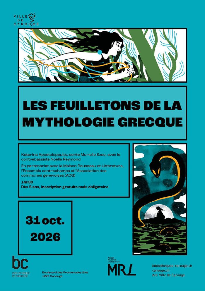 Les feuilletons de la mythologie grecque : lecture musicale, Bibliothèque de Carouge, Carouge