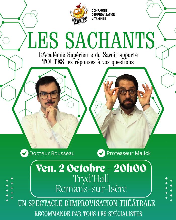 LES SACHANTS – Spectacle d&rsquo;impro presque scientifique, Tryd&rsquo;hall, Romans-sur-Isère