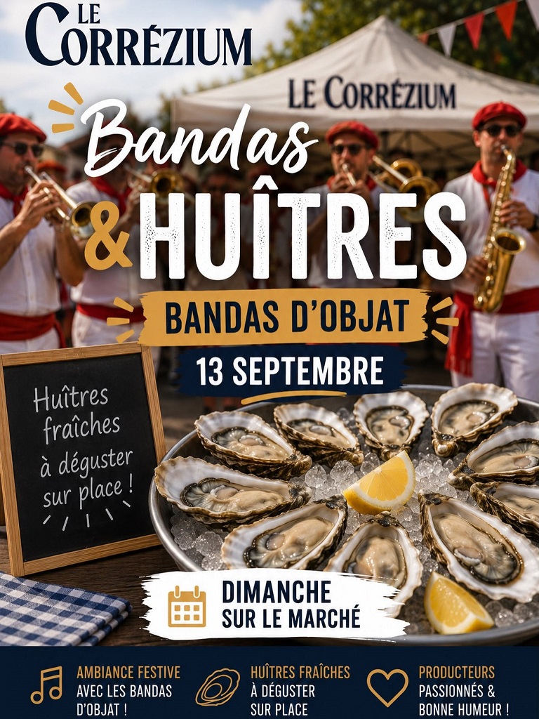 Marché dominical Le Corrézium bandas & huîtres Malemort