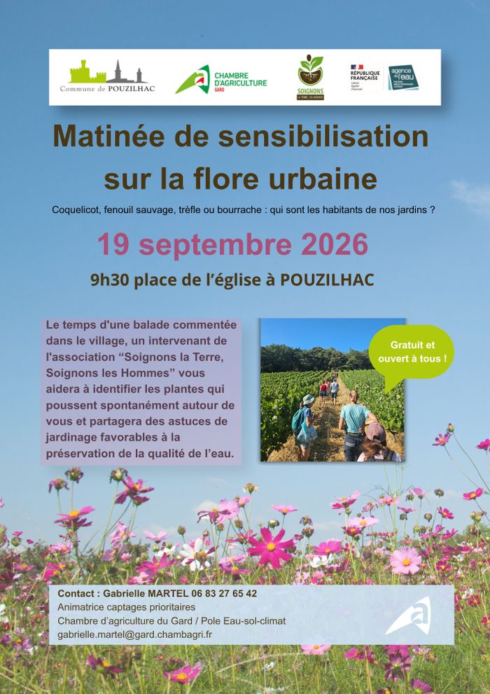 Matinée de sensibilisation sur la flore urbaine, Pouzilhac (30), Pouzilhac