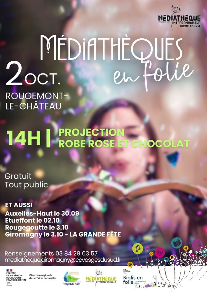 Médiathèques en folie ! Projection du film « Robe rose et chocolat », Médiathèque de Rougemont-le-Château, Rougemont-le-Château
