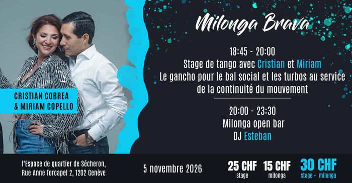 Milonga Brava avec Cristian Correa & Miriam Copello, Espace de quartier Sécheron, Genève