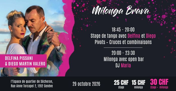 Milonga Brava avec Delfina Pissani & Diego Martín Valero, Espace de quartier Sécheron, Genève