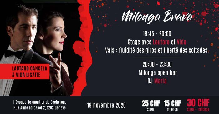 Milonga Brava avec Lautaro Cancela & Vida Lisaite, Espace de quartier Sécheron, Genève