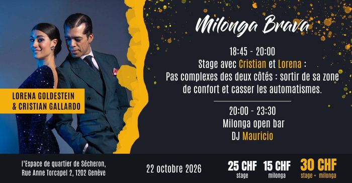 Milonga Brava avec Lorena Goldestein & Cristian Gallardo, Espace de quartier Sécheron, Genève