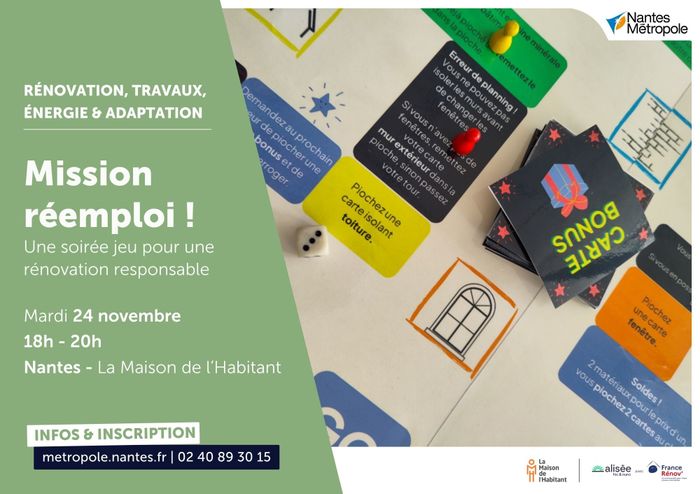 Mission Réemploi ! Une soirée jeu pour une rénovation responsable La Maison de l&rsquo;Habitant Nantes