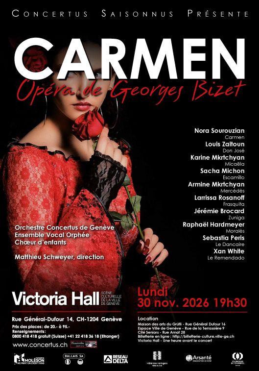 Opéra Carmen de Bizet – Orchestre Concertus; Ensemble Vocal Orphée; Chœur d’enfants; Matthieu Schweyer, direction, Victoria Hall, Genève