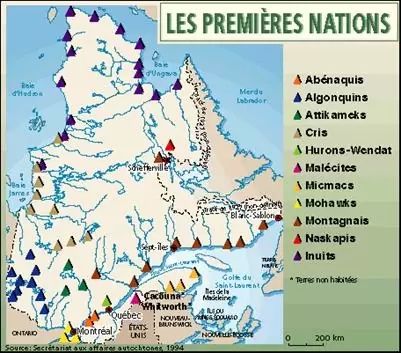 Carte des Premières Nations du Québec