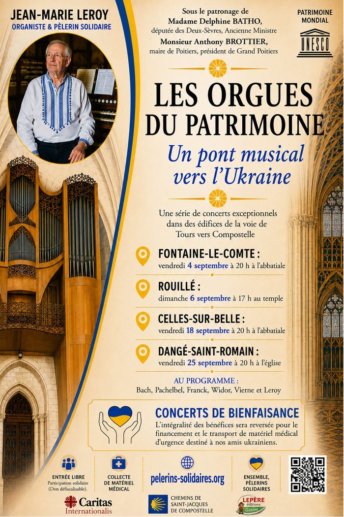 Récital d’orgue pour l’Ukraine, Abbaye royale, Celles-sur-Belle