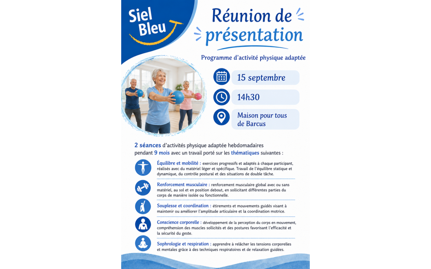 Réunion de présentation Siel bleu Maison pour tous Barcus