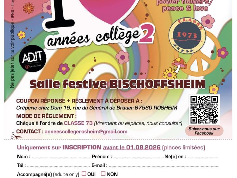 Soirée années collège Bischoffsheim