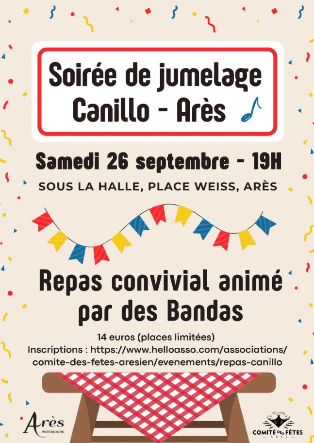 Soirée de jumelage Canillo Arès Place À Weiss Arès