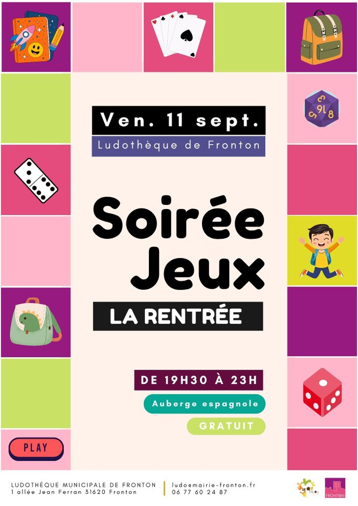 Soirée Jeux : Rentrée, Ludothèque/Espace intergénérationnel, Fronton