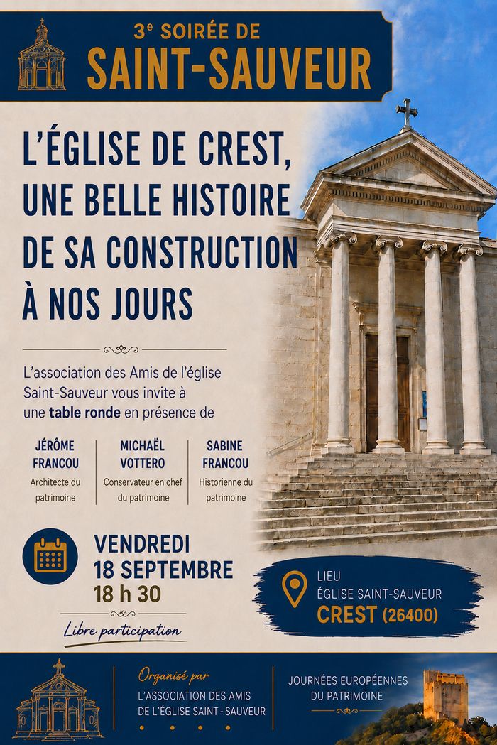 Table ronde sur l’histoire de l’église de Crest, Église Saint-Sauveur, Crest