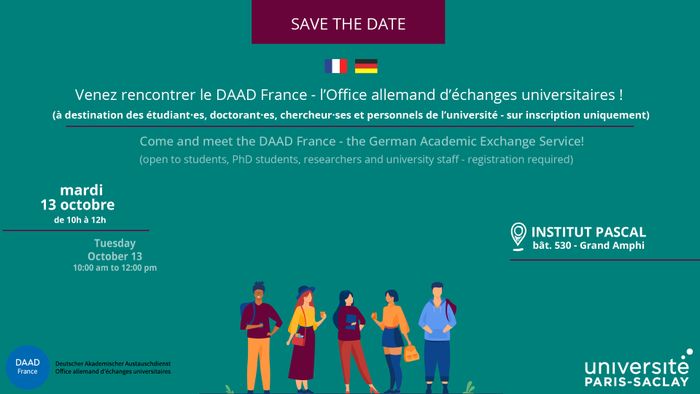 Venez rencontrer le DAAD France – l’Office allemand d’échanges universitaires !, Institut Pascal Paris-Saclay – Grand Amphithéâtre, Orsay