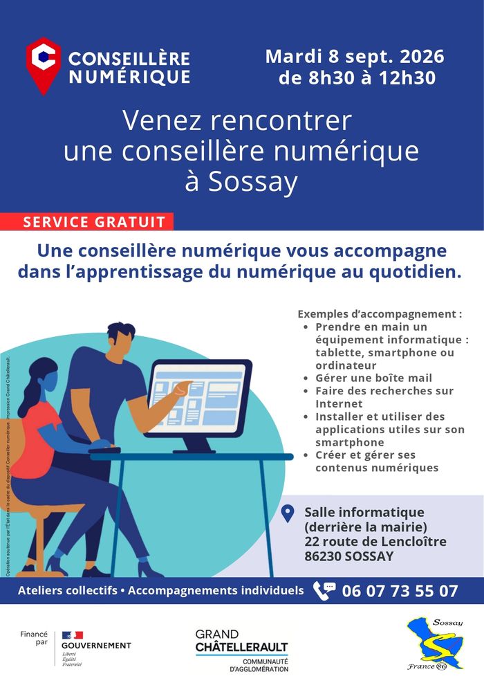Venez rencontrer une conseillère numérique à Sossay Mairie de Sossais Sossais