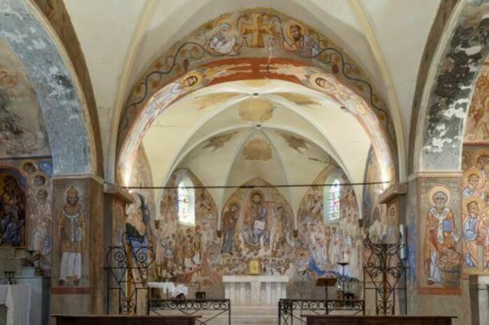 Visite de l’église et des fresques de Nicolaï Greschny, Eglise Saint-Amans de Cazedarnes, Cazedarnes