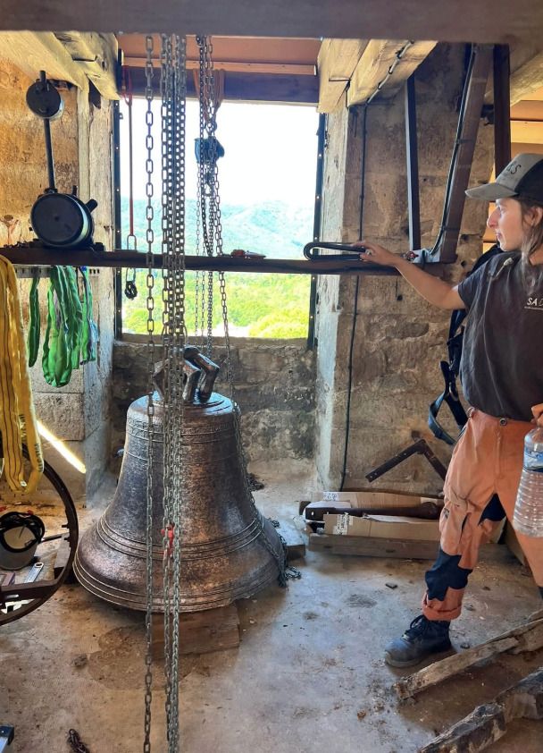 Visite des travaux de rénovation de l’église Saint Bonnet : horloge et cloches, Eglise Saint-Bonnet, Jaujac