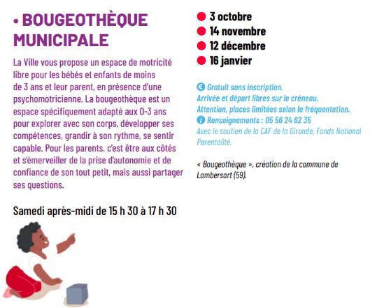 • BOUGEOTHÈQUE MUNICIPALE, Salle activité Emmanuelle Ajon, Bordeaux